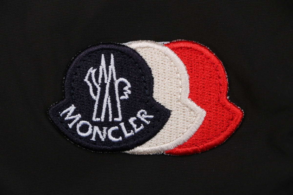 Moncler Tricolour M Badge Embroidered Nylon Shorts Black