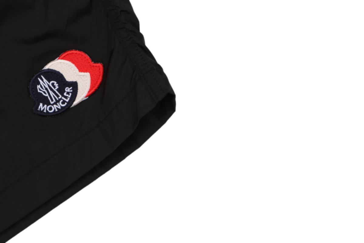 Moncler Tricolour M Badge Embroidered Nylon Shorts Black