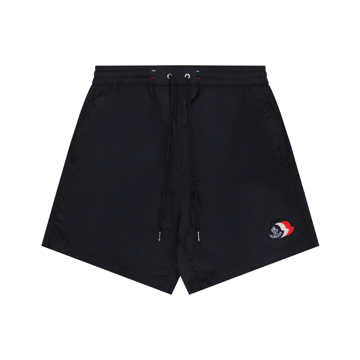 Moncler Tricolour M Badge Embroidered Nylon Shorts Navy