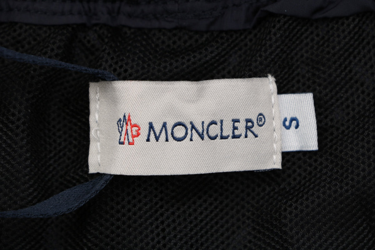 Moncler Tricolour M Badge Embroidered Nylon Shorts Navy