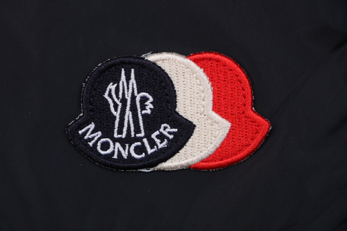 Moncler Tricolour M Badge Embroidered Nylon Shorts Navy