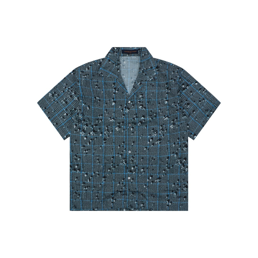 Louis Vuitton Raindrop Trompe-LʼOeil Short Sleeve Shirt Teal