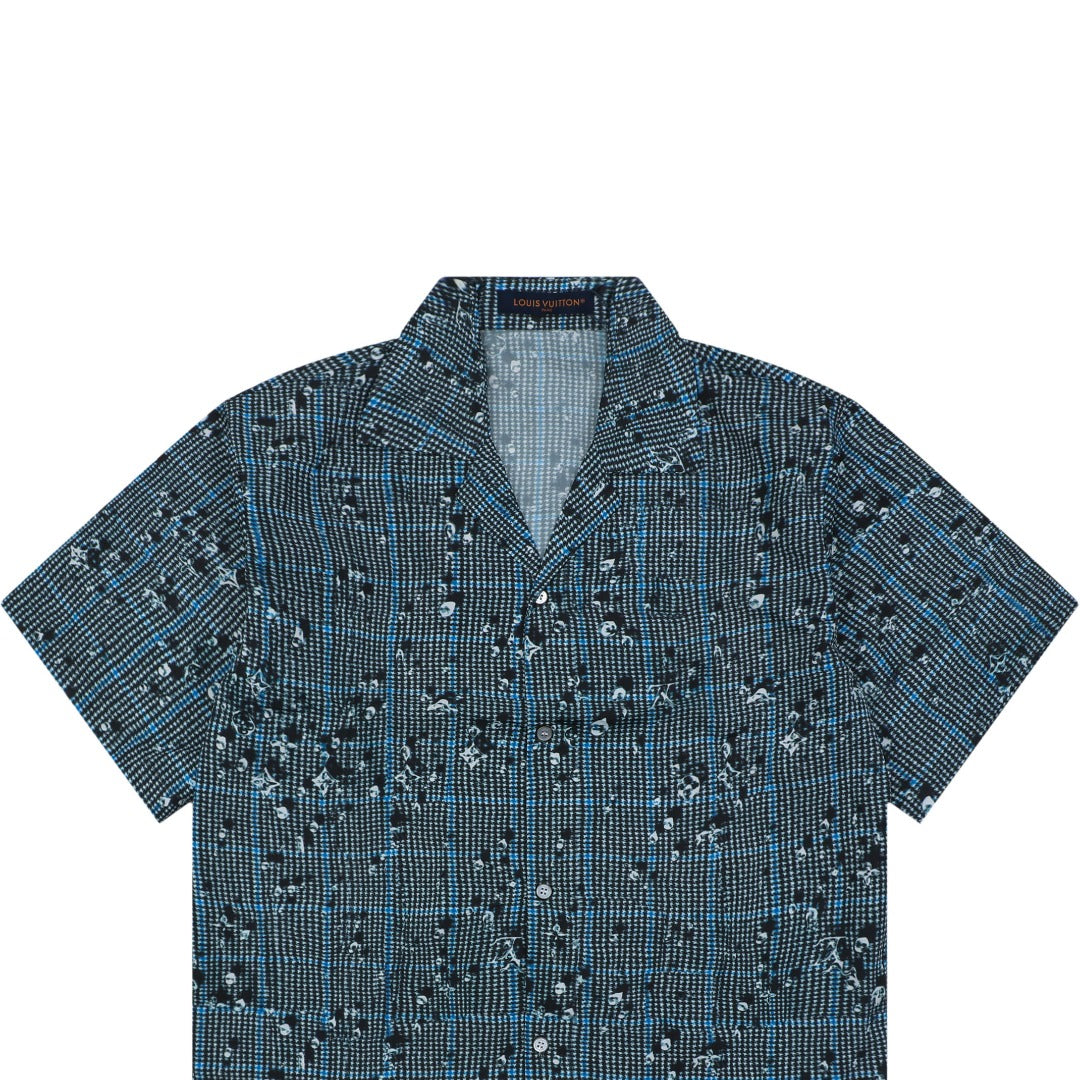Louis Vuitton Raindrop Trompe-LʼOeil Short Sleeve Shirt Teal