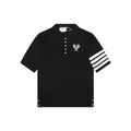 Thom Browne Tennis Racket Five-Button Short Sleeve Polo Black
