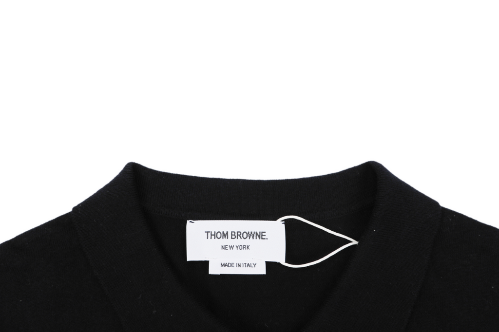 Thom Browne Tennis Racket Five-Button Short Sleeve Polo Black