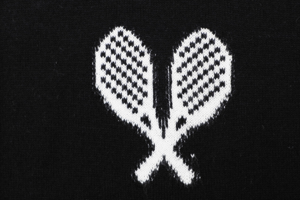 Thom Browne Tennis Racket Five-Button Short Sleeve Polo Black