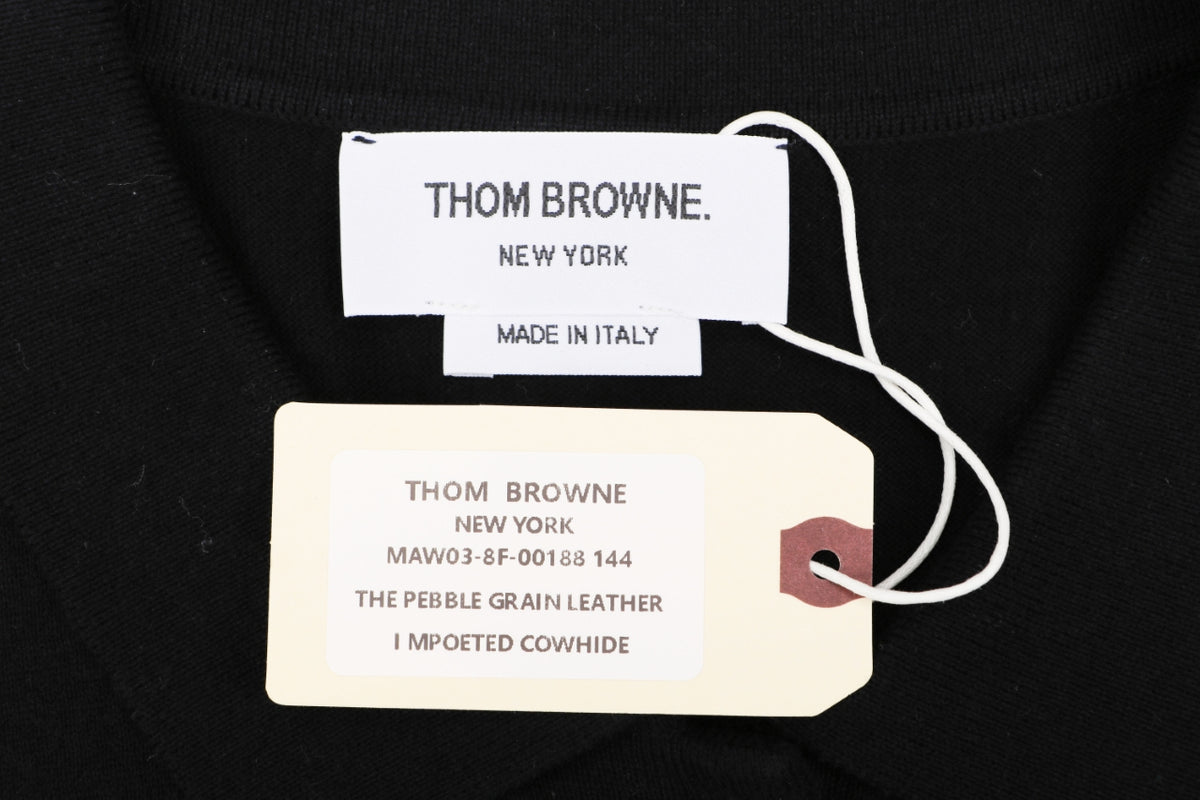 Thom Browne Tennis Racket Five-Button Short Sleeve Polo Black