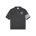 Thom Browne Tennis Racket Five-Button Short Sleeve Polo Dark Grey