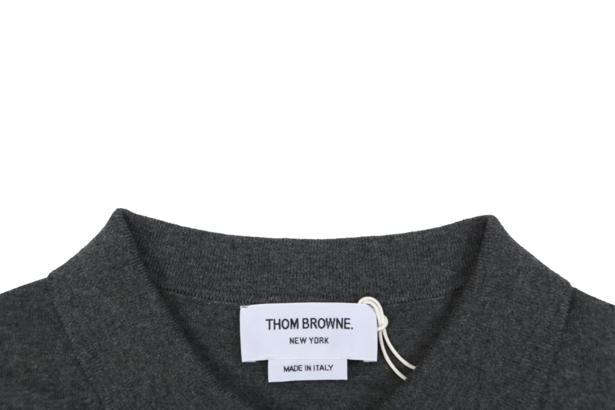 Thom Browne Tennis Racket Five-Button Short Sleeve Polo Dark Grey