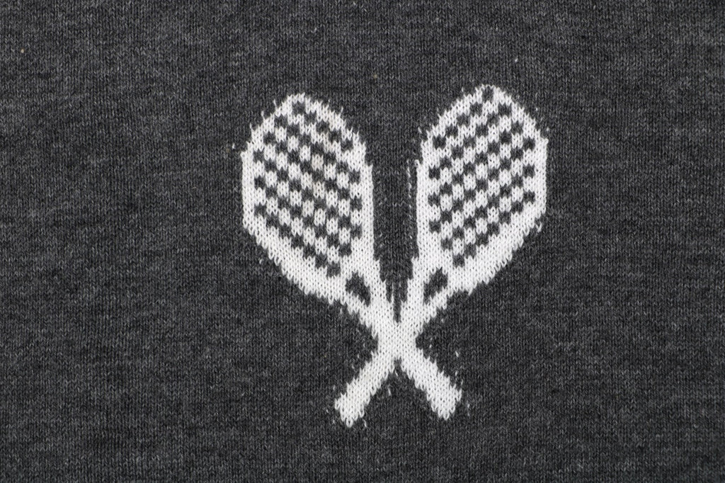 Thom Browne Tennis Racket Five-Button Short Sleeve Polo Dark Grey