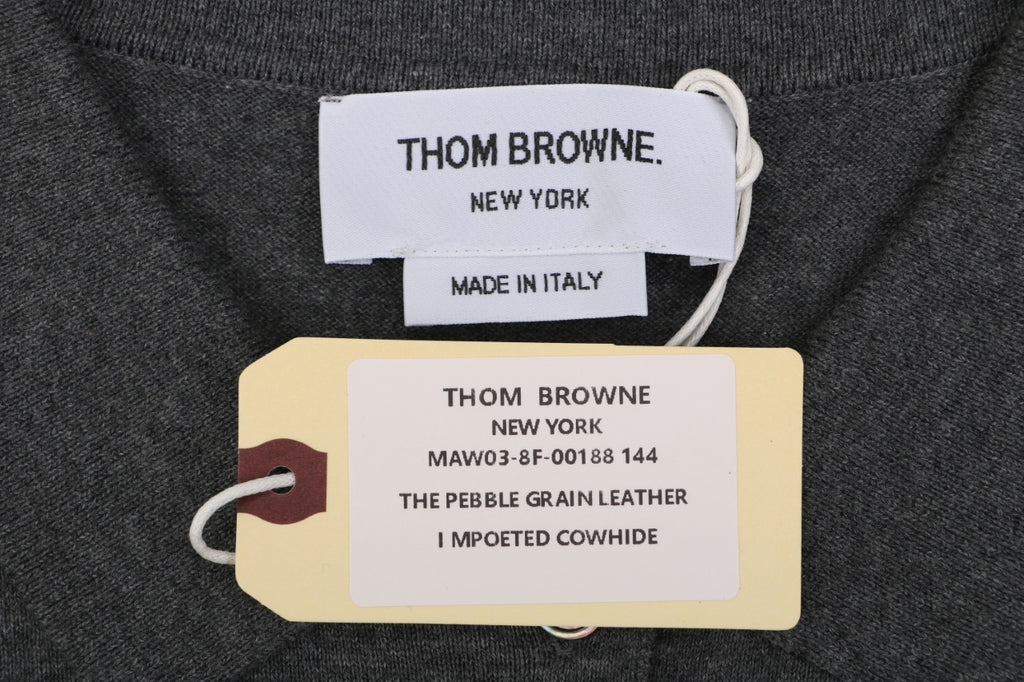 Thom Browne Tennis Racket Five-Button Short Sleeve Polo Dark Grey