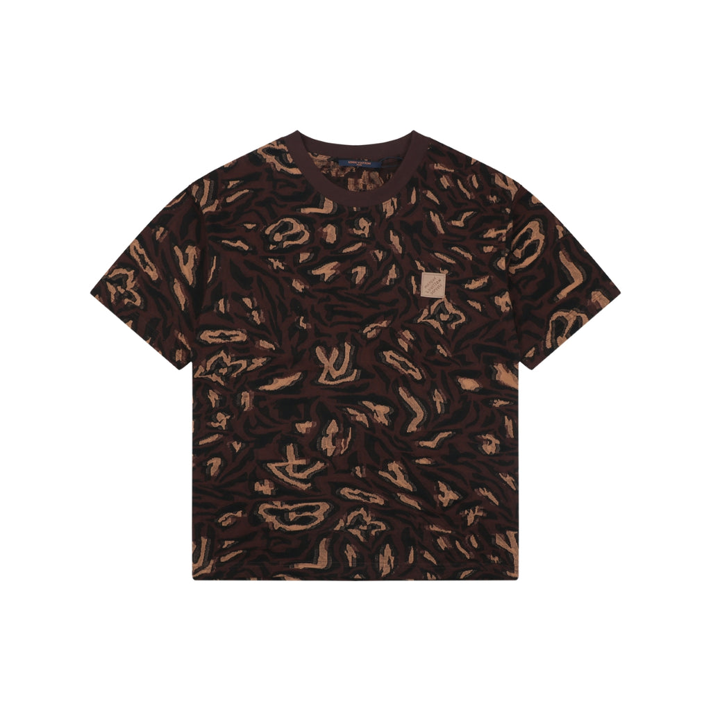 Louis Vuitton Abstract Wrap Jacquard Short Sleeve Tee Dark Brown