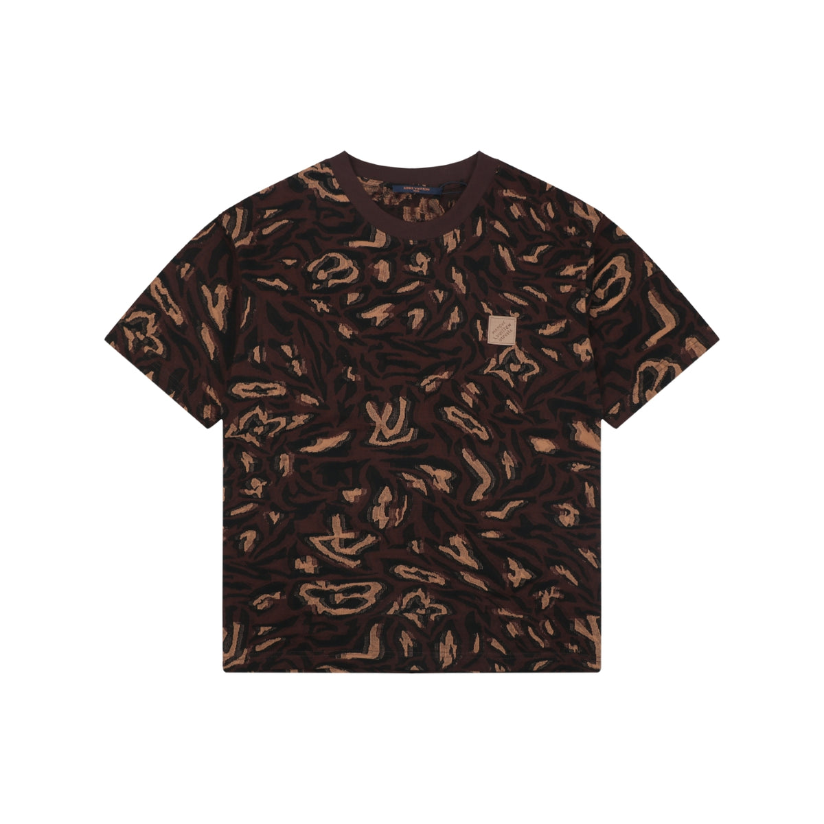Louis Vuitton Abstract Wrap Jacquard Short Sleeve Tee Dark Brown
