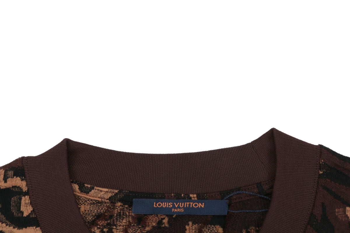 Louis Vuitton Abstract Wrap Jacquard Short Sleeve Tee Dark Brown
