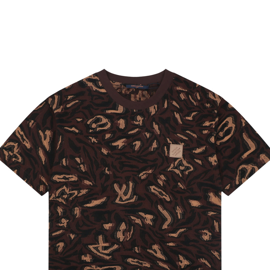 Louis Vuitton Abstract Wrap Jacquard Short Sleeve Tee Dark Brown