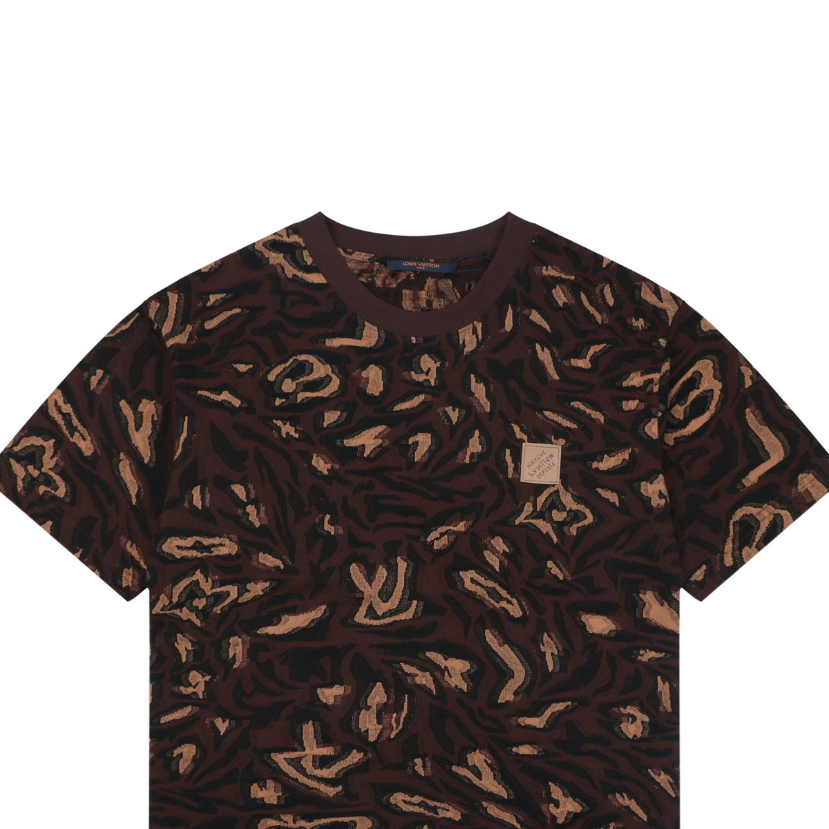 Louis Vuitton Abstract Wrap Jacquard Short Sleeve Tee Dark Brown