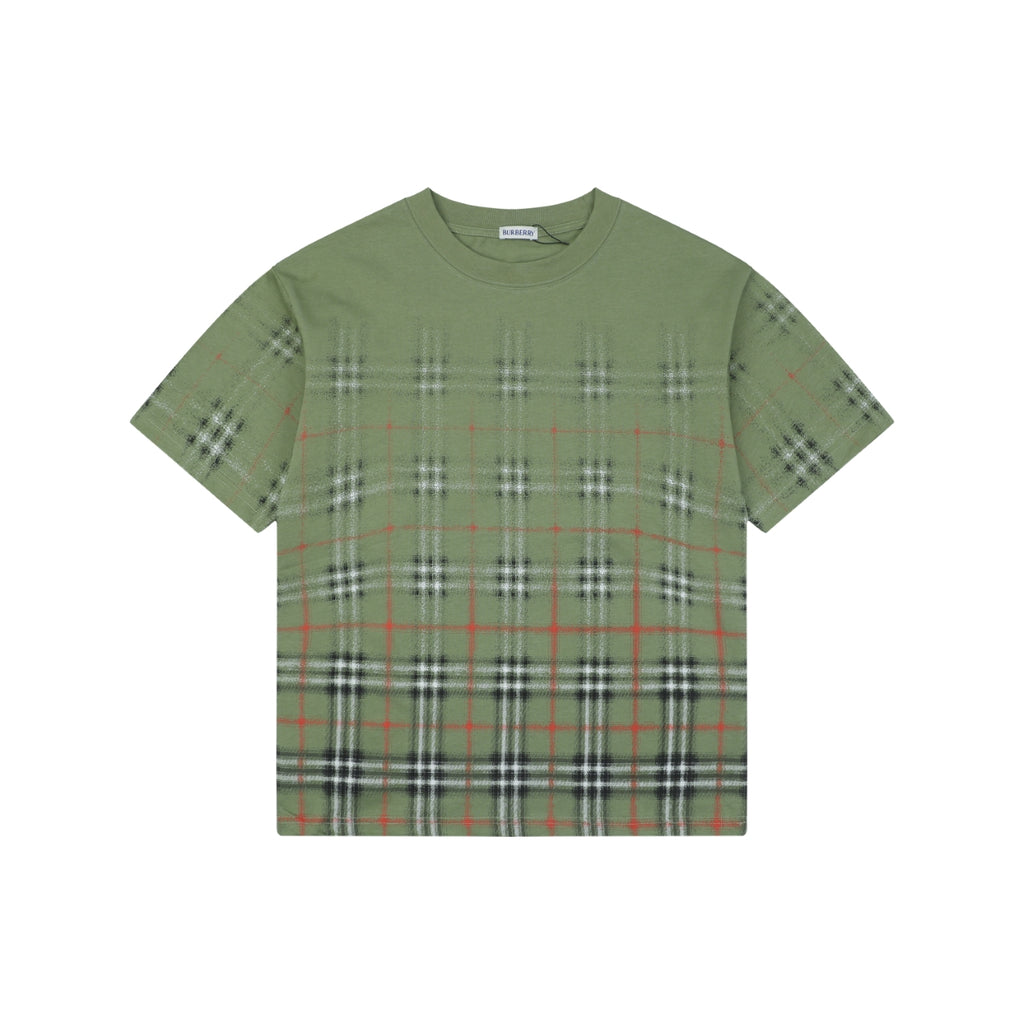 Burberry Gradient Vintage Check Print Short Sleeve Tee Olive