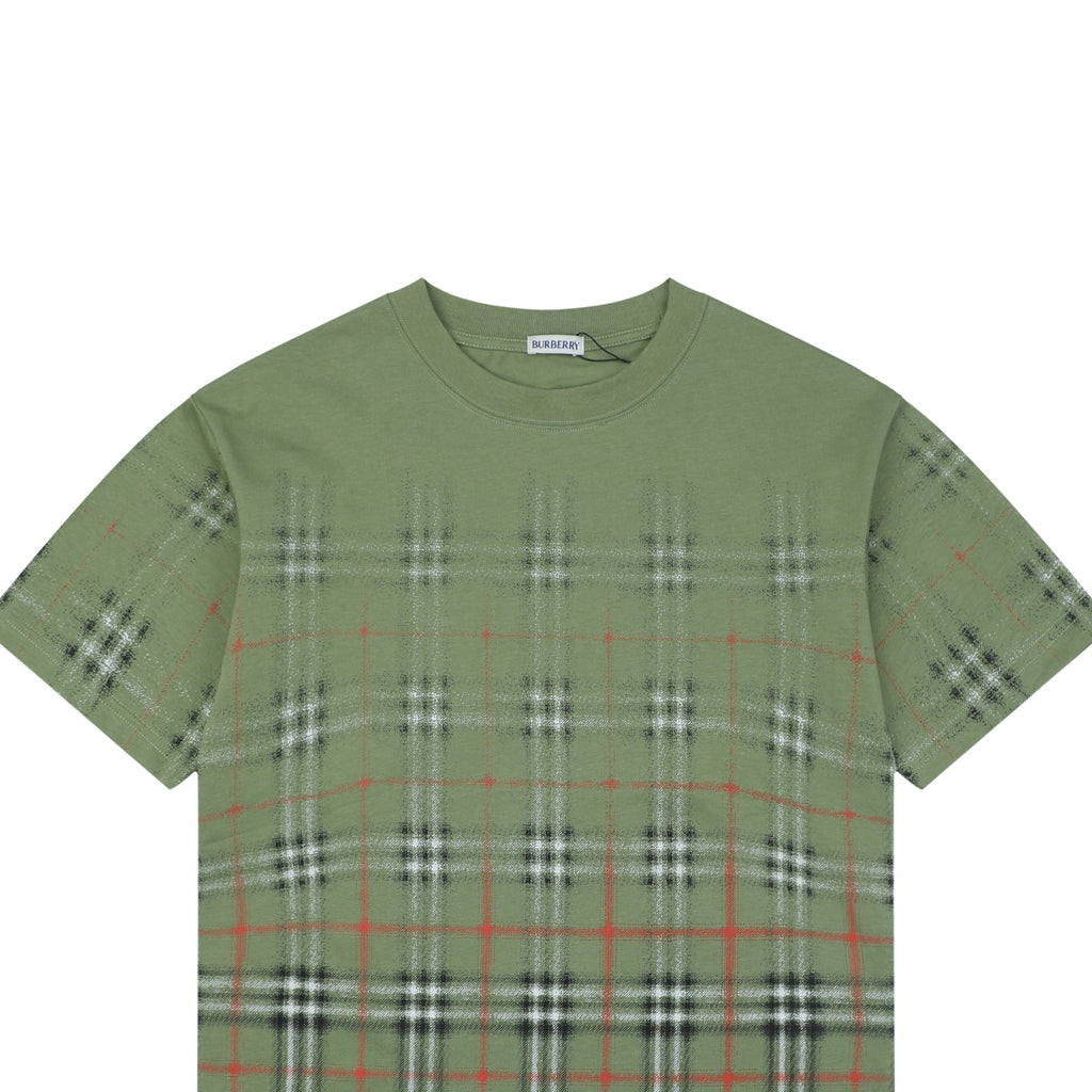 Burberry Gradient Vintage Check Print Short Sleeve Tee Olive