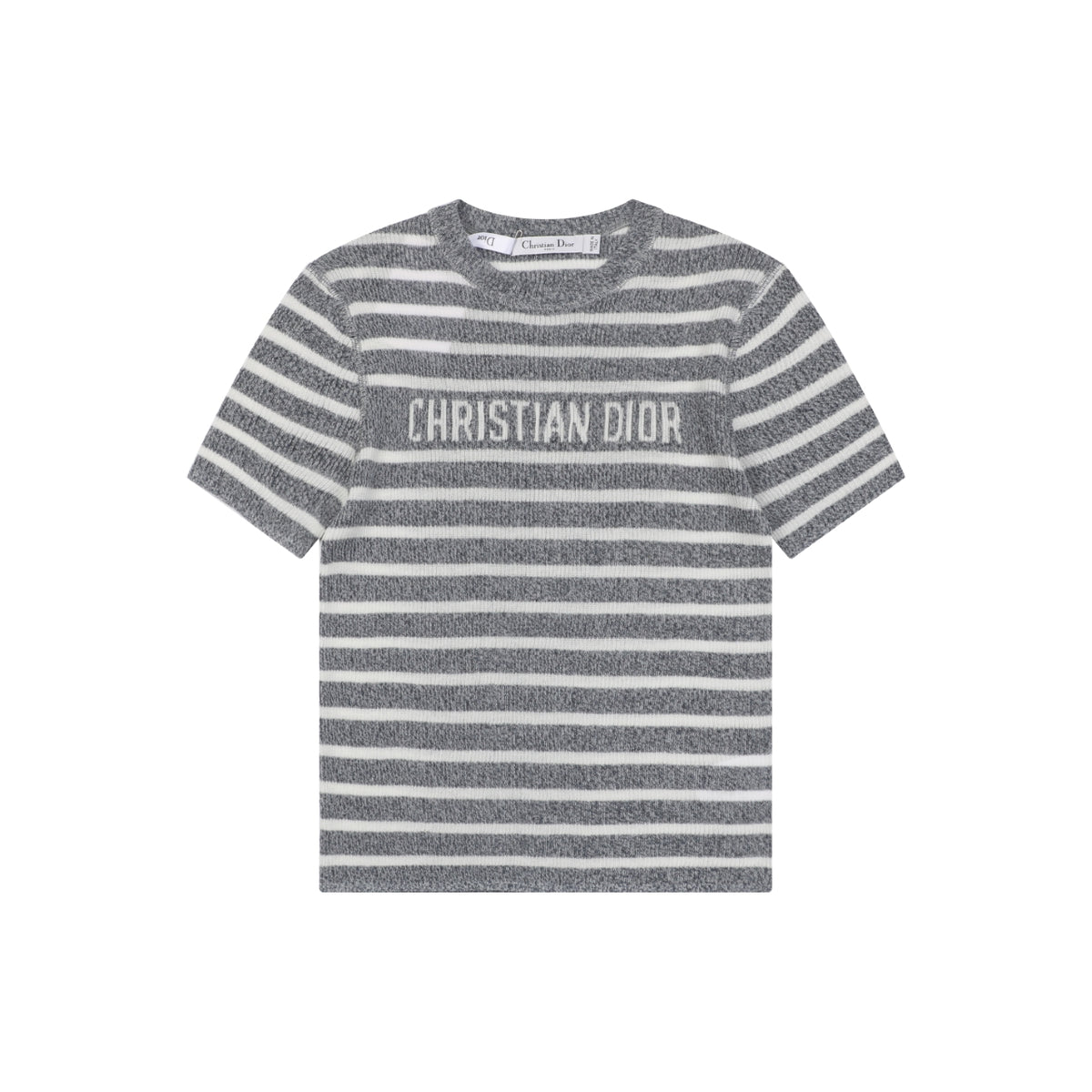 Dior Christian Dior Grey White Stripe Jacquard Short Sleeve Tee
