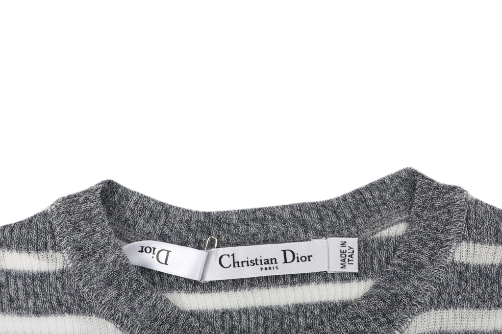 Dior Christian Dior Grey White Stripe Jacquard Short Sleeve Tee