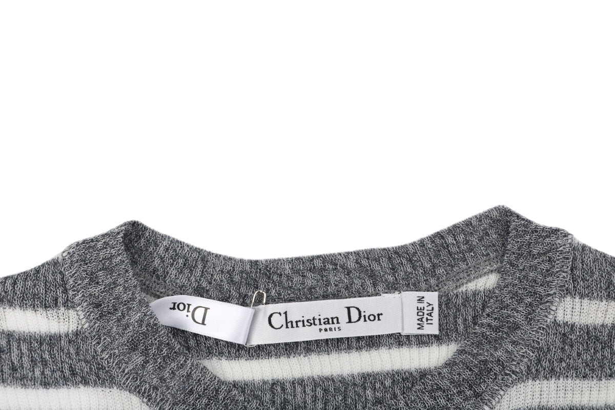 Dior Christian Dior Grey White Stripe Jacquard Short Sleeve Tee