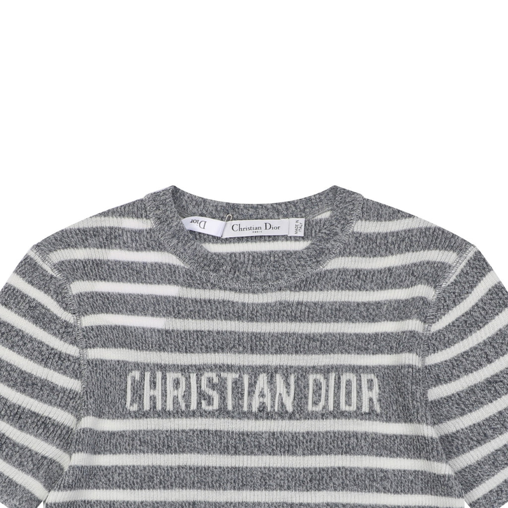 Dior Christian Dior Grey White Stripe Jacquard Short Sleeve Tee