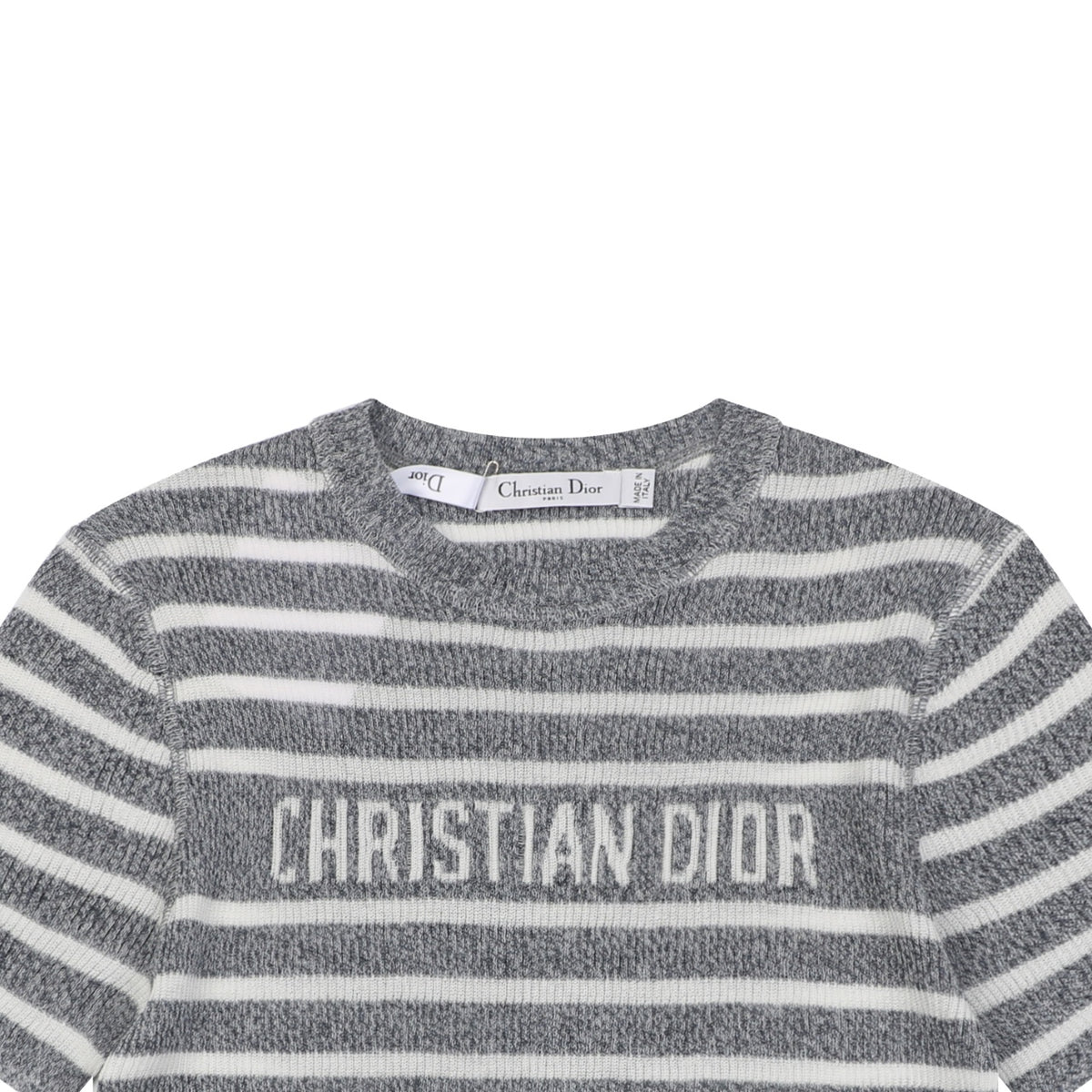 Dior Christian Dior Grey White Stripe Jacquard Short Sleeve Tee