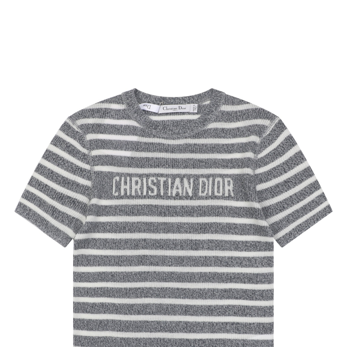 Dior Christian Dior Grey White Stripe Jacquard Short Sleeve Tee