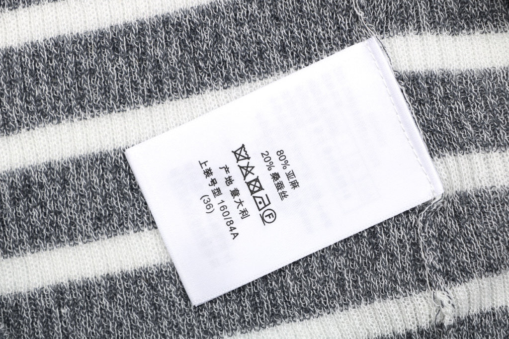 Dior Christian Dior Grey White Stripe Jacquard Short Sleeve Tee