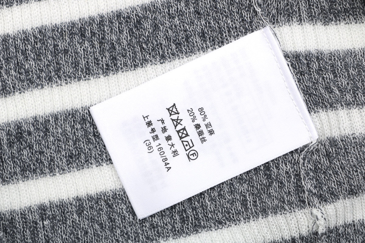 Dior Christian Dior Grey White Stripe Jacquard Short Sleeve Tee