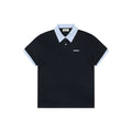 Miu Miu Blue Stripe Contrast Collar Polo Short Sleeve Black
