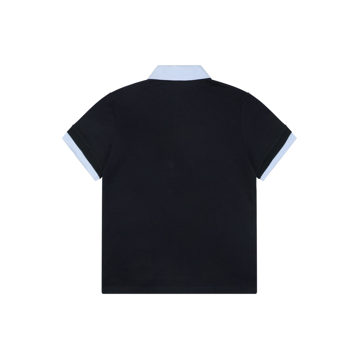 Miu Miu Blue Stripe Contrast Collar Polo Short Sleeve Black