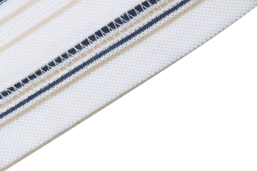 Prada Crest Embroidery Stripe Polo Short Sleeve White