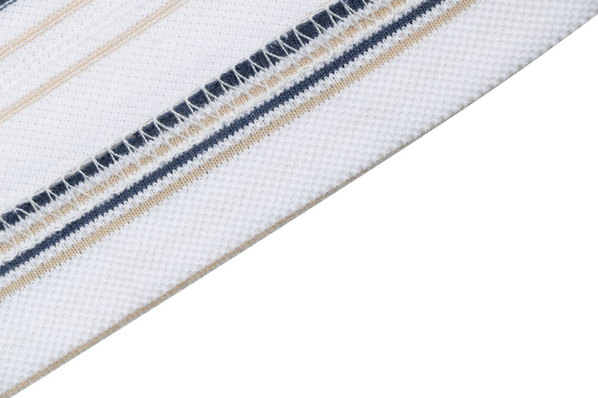 Prada Crest Embroidery Stripe Polo Short Sleeve White