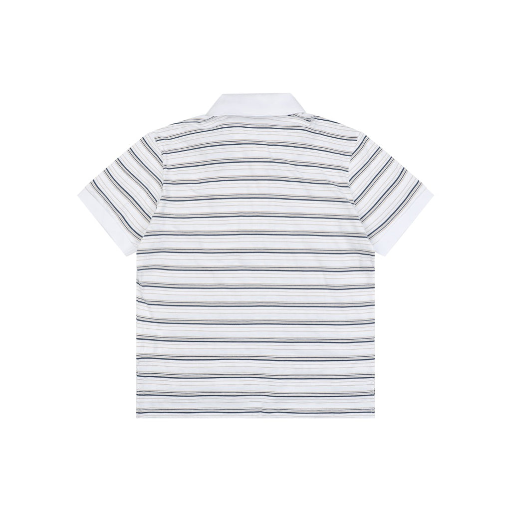 Prada Crest Embroidery Stripe Polo Short Sleeve White