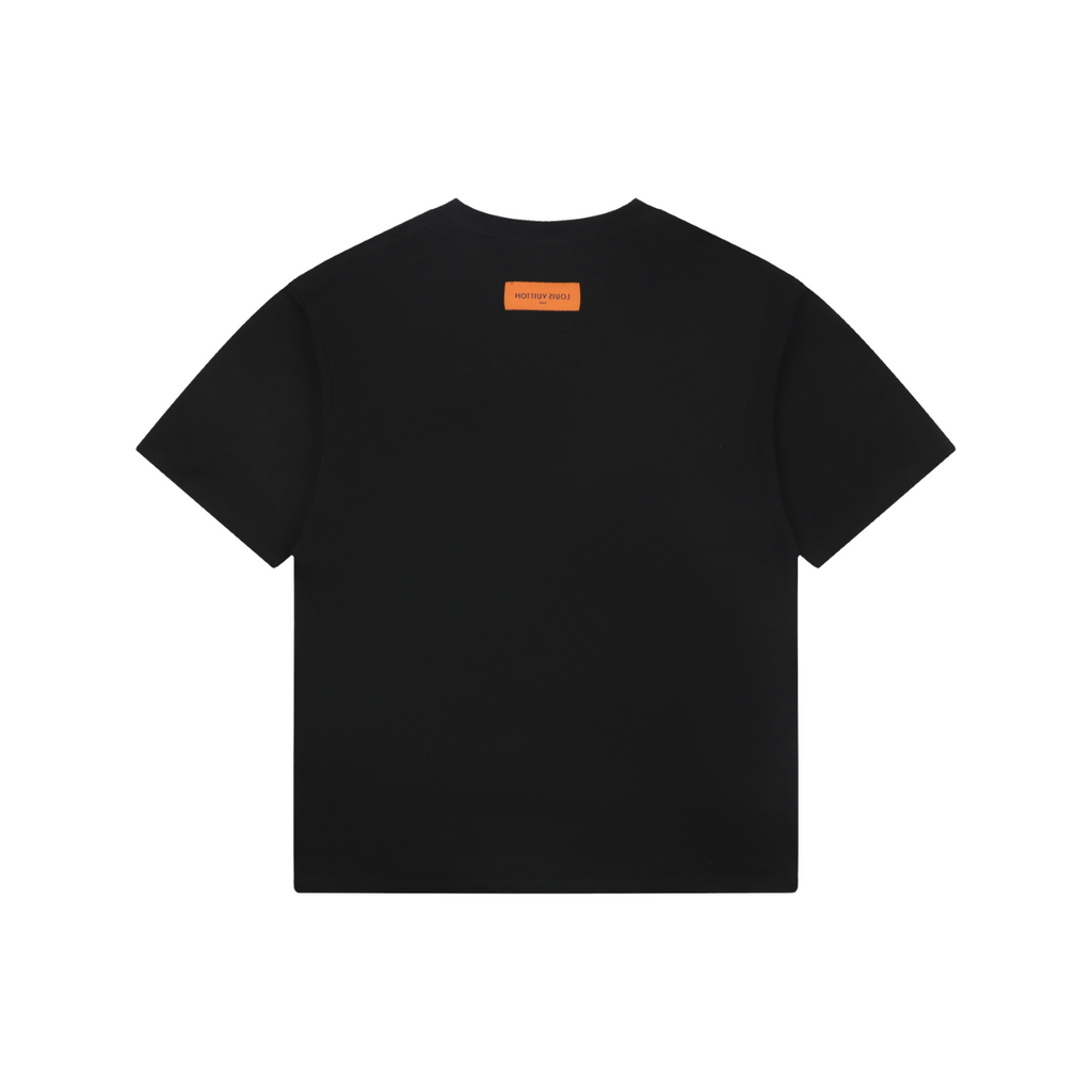 LV Graffiti Monogram Print Short Sleeve Tee — Gray/Pink