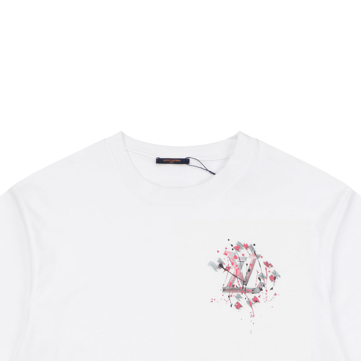 LV Cherry Blossom Graffiti Print Short Sleeve Tee — White