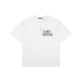LV Colorful Graffiti Monogram Letter Print Short Sleeve Tee — White