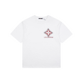 LV Dark Red Diamond Graffiti Print Short Sleeve Tee — White