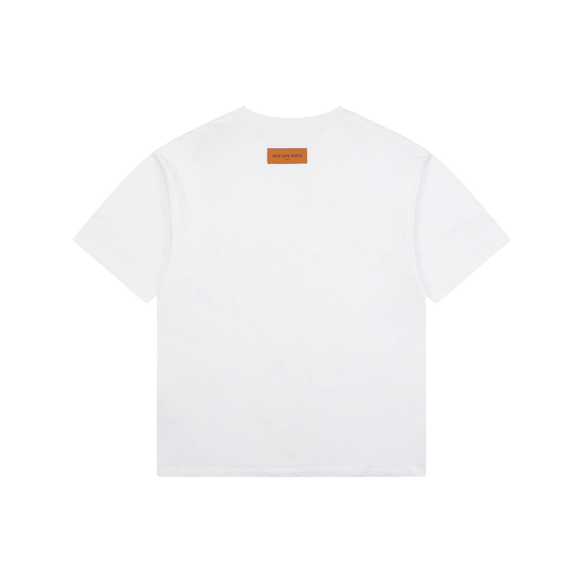 LV Dark Red Diamond Graffiti Print Short Sleeve Tee — White