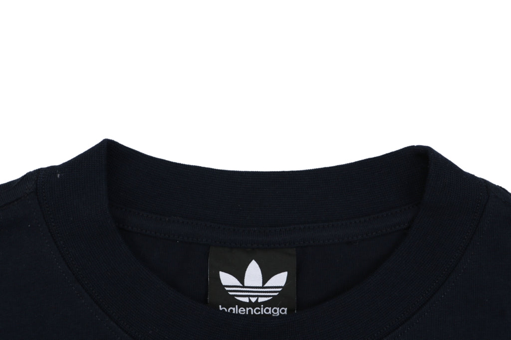 Balenciaga x Adidas Reversible Three-Stripe Logo Short Sleeve Tee — Navy