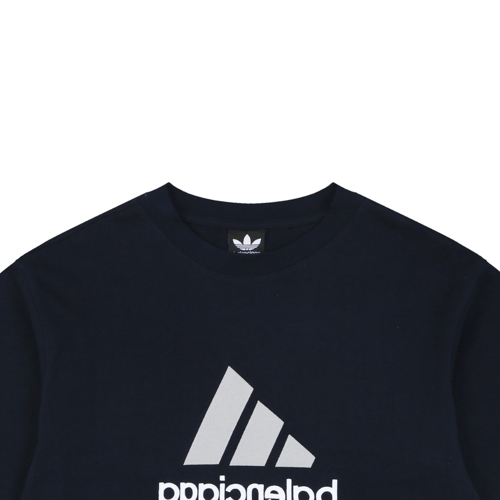 Balenciaga x Adidas Reversible Three-Stripe Logo Short Sleeve Tee — Navy