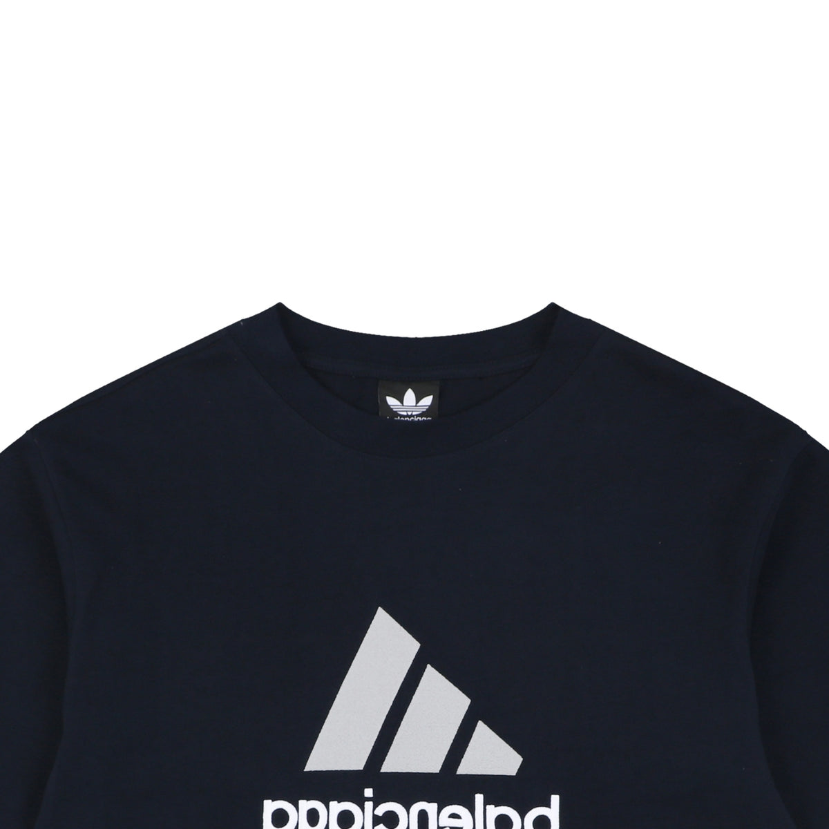 Balenciaga x Adidas Reversible Three-Stripe Logo Short Sleeve Tee — Navy