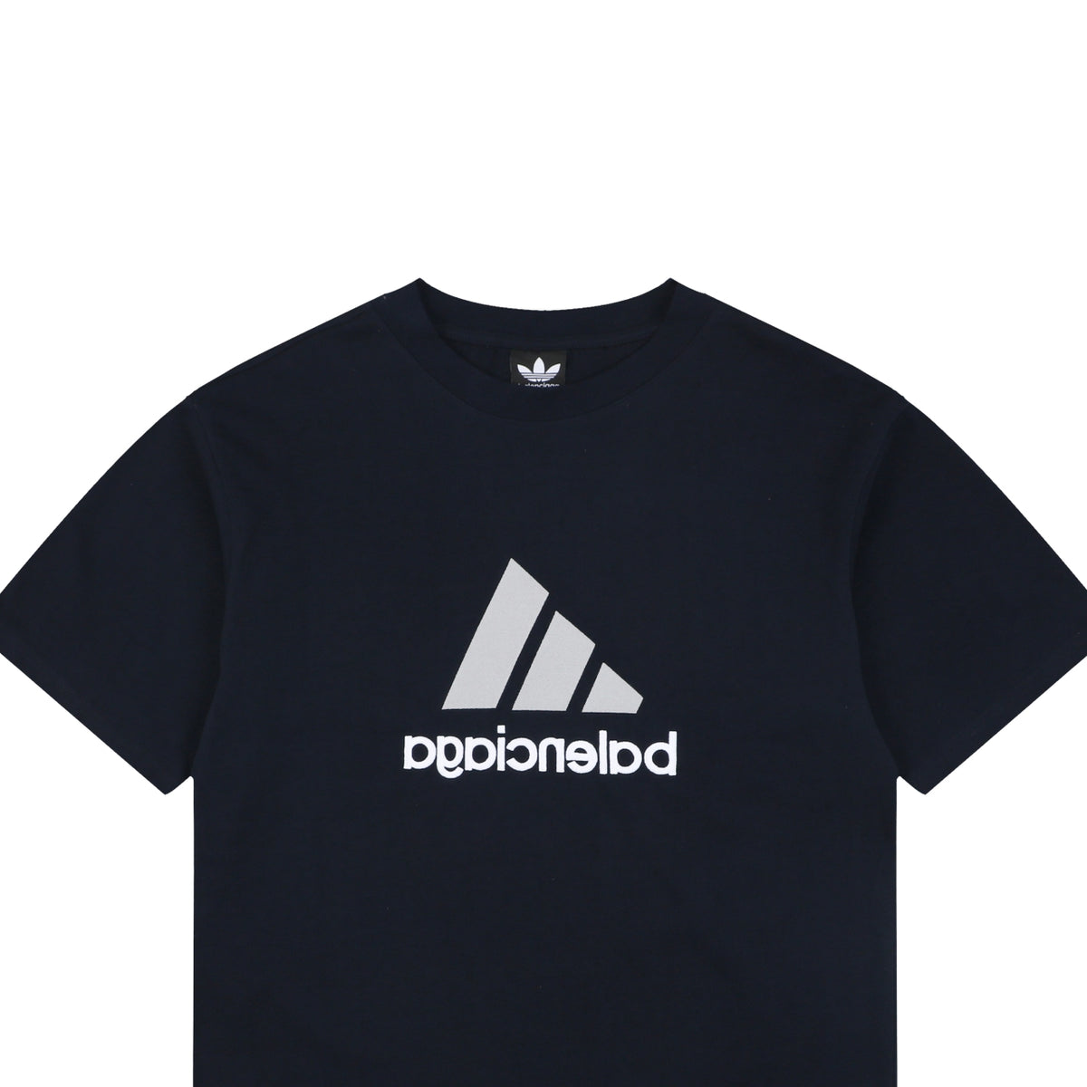 Balenciaga x Adidas Reversible Three-Stripe Logo Short Sleeve Tee — Navy