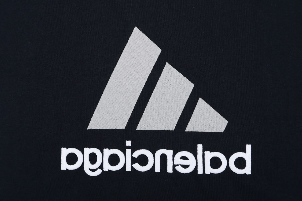 Balenciaga x Adidas Reversible Three-Stripe Logo Short Sleeve Tee — Navy