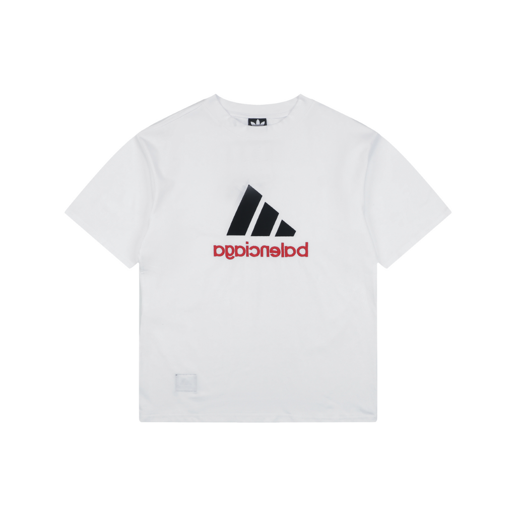 Balenciaga x Adidas Reversible Three-Stripe Logo Short Sleeve Tee — White