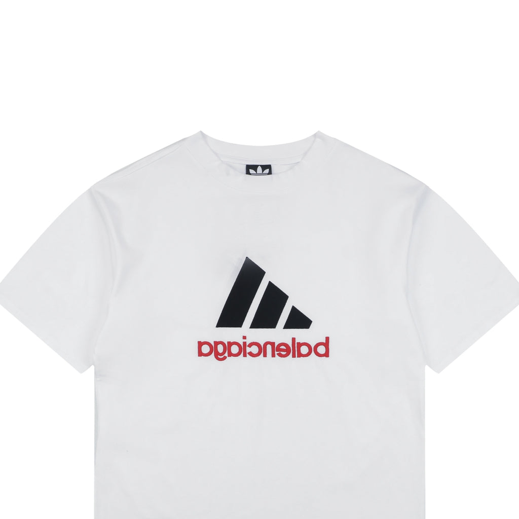 Balenciaga x Adidas Reversible Three-Stripe Logo Short Sleeve Tee — White