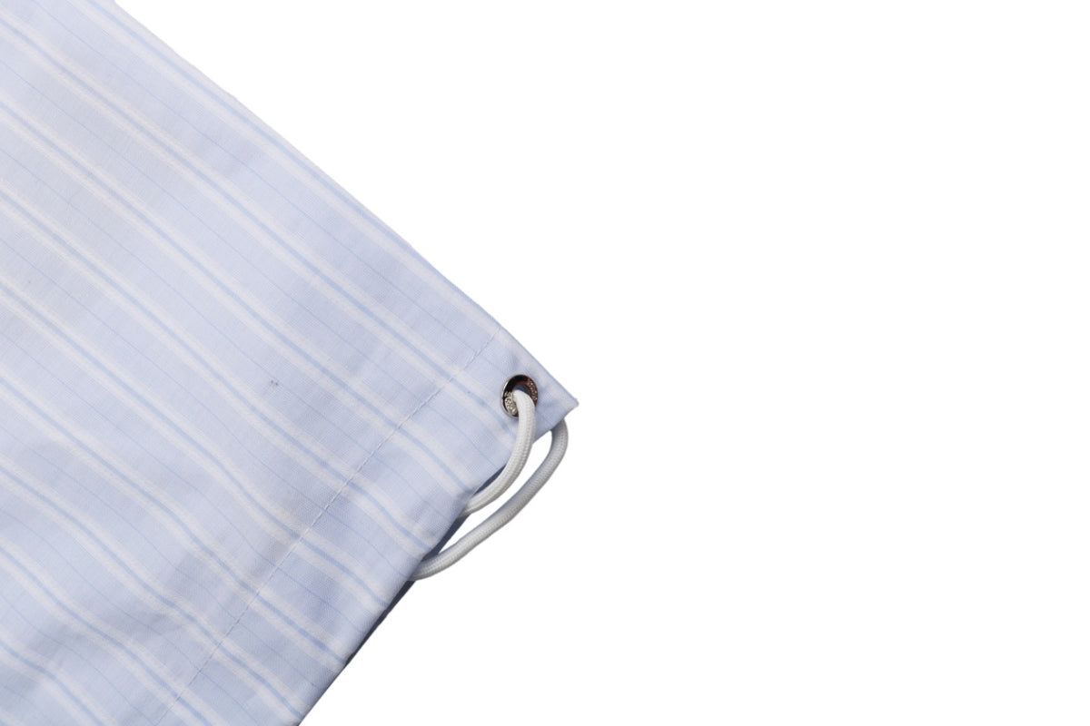Dior 24SS Vertical Stripe Half-Zip Short Sleeve Shirt — Light Blue