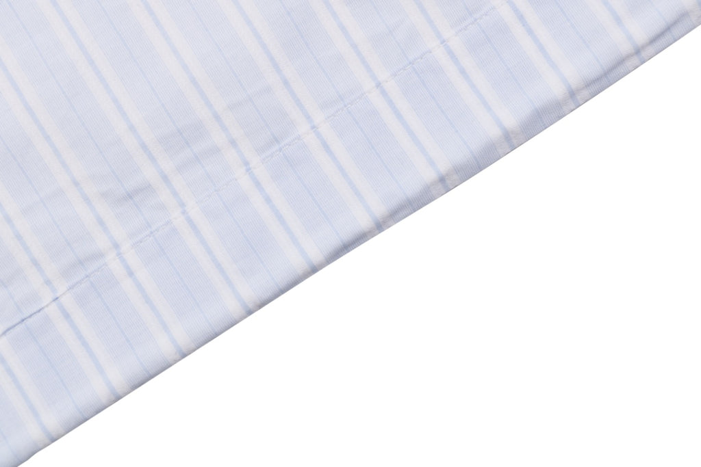 Dior 24SS Vertical Stripe Half-Zip Short Sleeve Shirt — Light Blue