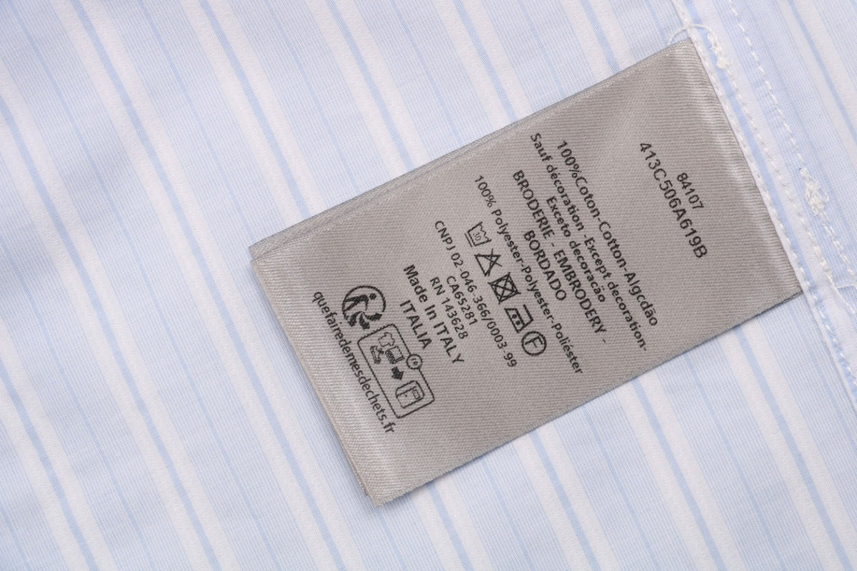 Dior 24SS Vertical Stripe Half-Zip Short Sleeve Shirt — Light Blue